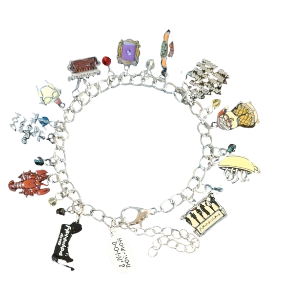 FRIENDS TV Show Themed Charm Bracelet W/ Silver Plated Case - Picture 2 of 7